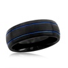 black and blue double stripe tungsten ring
