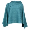 pleats please poncho top in turquoise polyester