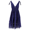 deep v-neck broderie-anglaise dress in navy blue cotton