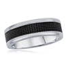 stainless steel black mesh inlay polished band ring