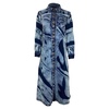 bleached midi buttoned shirt dress in blue cotton denim