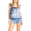womens tie-dye flutter sleeve top