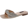 womens faux leather embellished slide sandals