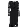 lace detail knee-length ruffled dress in black triacetate