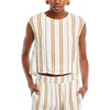 womens striped linen button-down top