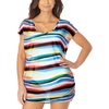 plus womens striped sheer caftan swim cover-up