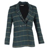 houndstooth double-breasted blazer in green polyester