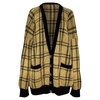 checkered buttoned cardigan in yellow wool