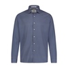 black grey navy geo print hidden button down long sleeve shirt