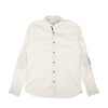 cotton blend casual shirt with elbow patch - white/dark brown