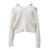 alexander wang.t off-shoulder cable knit jumper in ecru cotton