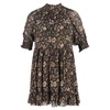 paisley printed mock neck mini dress in brown silk