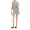 classic jersey stripe sleeveless twist dress in white/black