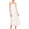 smocked mixed media dress in off white
