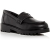 derby womens leather lug sole loafer heels