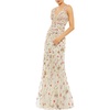 womens embellished illusion evening dress