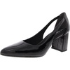 womens faux leather pointed toe block heels
