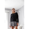knit combo long sleeve sweater dress