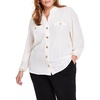 plus womens embellished polyester button-down top