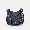 the harriet black leather bag with navy leopard strap