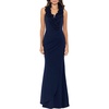 petites womens ruffled long evening dress