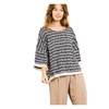 heathered striped knit bell sleeve round neck top
