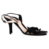 mid-heel sandals in black velvet