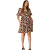 plus floral printed center tie-back mini dress