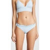 ruffle edge bikini bottom in chambray pinstripe