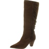 manes womens suede pointed toe knee-high boots
