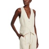 womens pocket linen casual vest