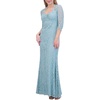 petites womens eyelet lace evening dress