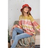 ombre dye terry knit banded bottom pullover