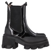 cleated heeled mid chelsea boots in black leather