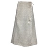 echo striped linen midi wrap skirt in ivory linen
