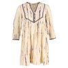 printed quarter-sleeve mini dress in cream viscose