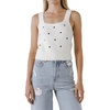 dot embroidered sweater tank in white/black