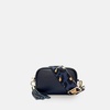 the mini tassel navy leather phone bag with navy leopard strap