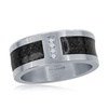 stainless steel black carbon fiber cz ring