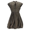pleated mini balloon dress in khaki cotton