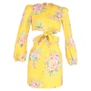 zinnia floral mini dress in yellow linen