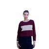 burgundy colorblock long sleeve crop top