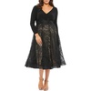 plus womens lace overlay v-neck cocktail and party dress