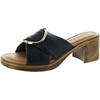 womens buckle leather block heel