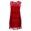 land and fringe detail mini dress in red acetate