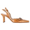 buckle slingback pumps in brown leather