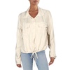 womens collar banded bottom button-down top