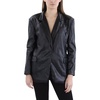 womens faux leather oversized one-button blazer