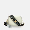 light grey leather crossbody bag with grey leopard strap