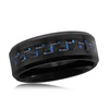 stainless steel black and blue carbon fiber ring